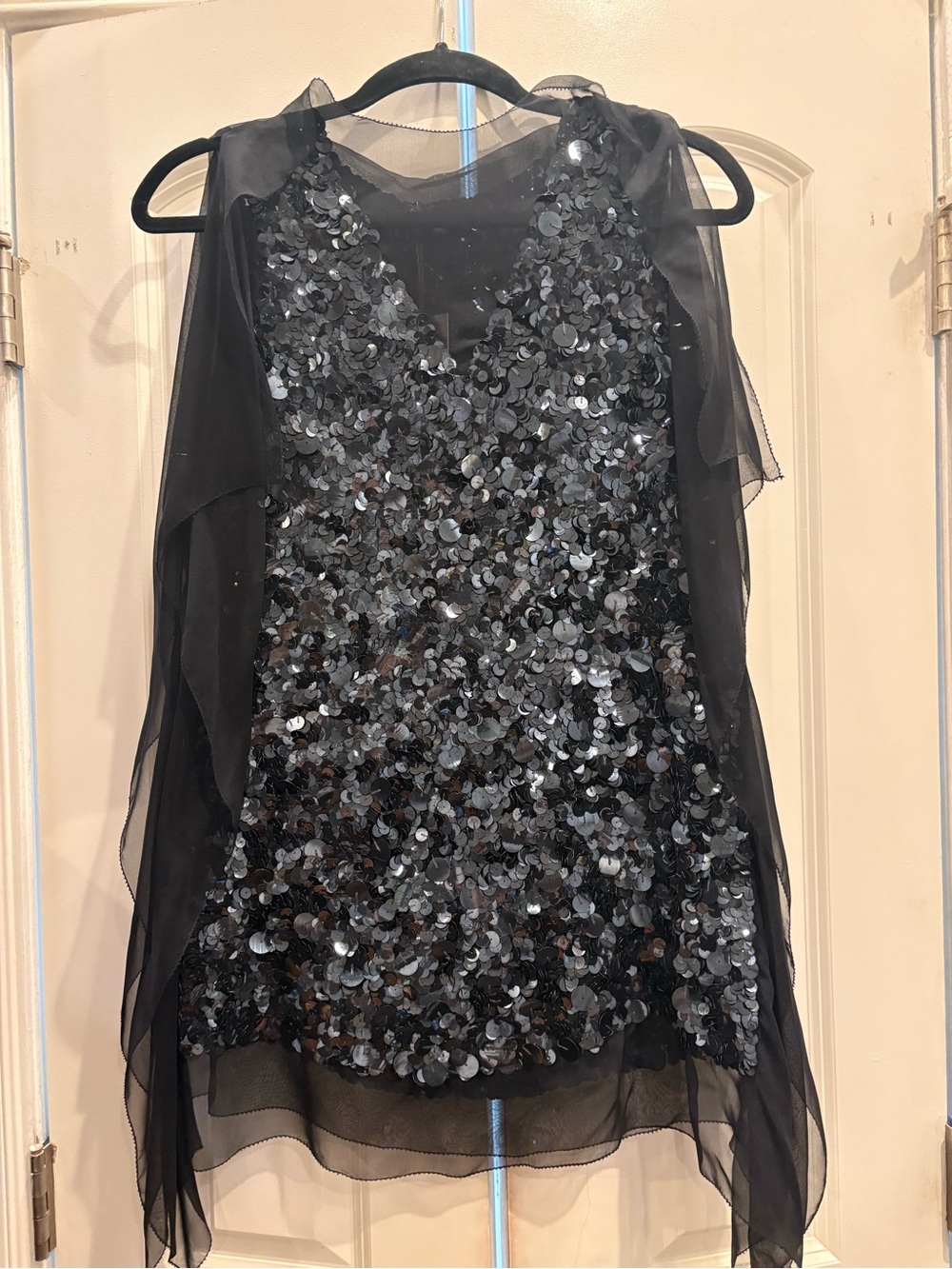 Vera Wang 100% Silk Black Sequin Evening Dress Tunic US 0 EU 34 Made USA